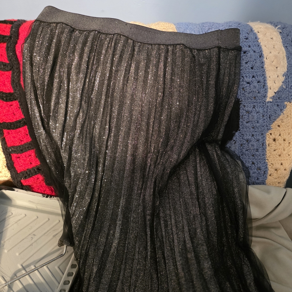 Shimmering Black Pleated Skirt